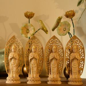 木彫り仏像 園城寺形【訶梨帝母（鬼子母神）倚像】 柘植金泥仕様 高