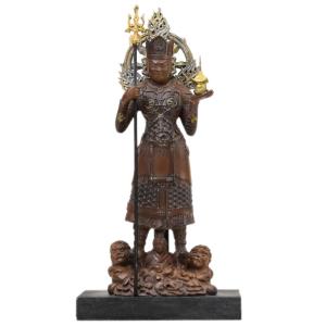 木彫り仏像 【如意輪観音菩薩】 桧木 彩色仕上げ 総高31cm : 海宇工芸