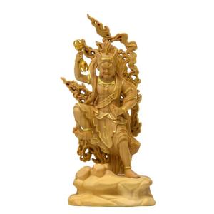 木彫り仏像‐小仏 【蔵王権現】 柘植 金泥書の詳細画像1