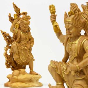 木彫り仏像‐小仏 【蔵王権現】 柘植 金泥書の詳細画像3