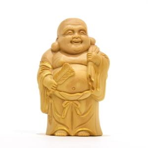 開運招福 木彫り 仏像 柘植一本彫【七福神】 幅約15cm 「七福神