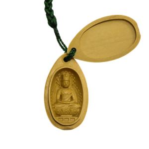 木彫り仏像 蓮型懐中仏/香合仏 【虚空蔵菩薩】 干支お守り本尊・丑年