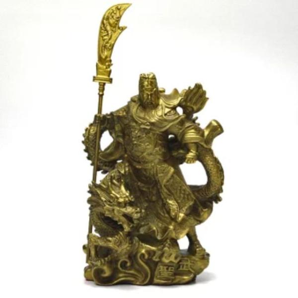龍 関羽公 財神 置物 銅製 特大サイズ 青龍刀 関羽雲長 三国志 風水グッズ 開運グッズ 風水アイ...
