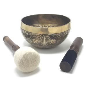 シンギングボウル 7メタル 約13cm A 音浄化 ヨガ 瞑想 癒し 梵字文様