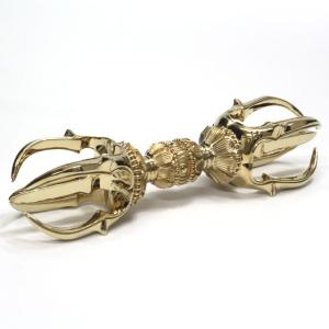 密教法具 五鈷杵 金剛杵 バジュラ Mサイズ 本格派 精緻彫り 約13.5cm