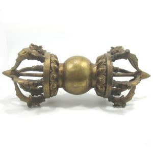 金剛杵 五鈷杵 バジュラ 長さ約13cm 白銅製 密教法具 ヴァジュラ