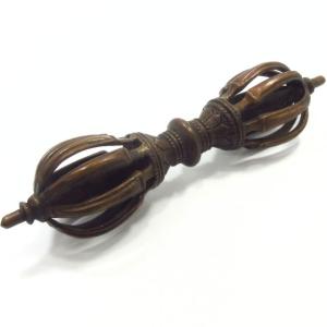 密教法具 五鈷杵 金剛杵 バジュラ Mサイズ 本格派 精緻彫り 約13.5cm