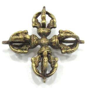 密教法具 カツマ 羯磨 銅製 仏具 法器 約11cm 十字 バジュラ 五