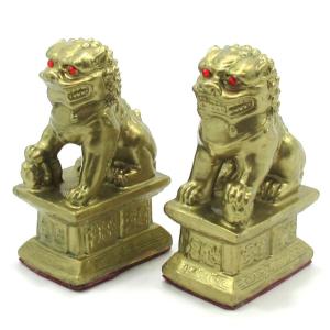 風水 獅子 シシ 狛犬 シーサー しし 対 雌雄 ペア 銅製 置物 高さ約