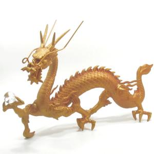 龍 置物 金龍 龍の置物 超特大サイズ 長さ約５０ｃｍ レインボー水晶玉付 辰 竜 虹入り水晶 アイリスクォーツ 風水 開運 縁起物