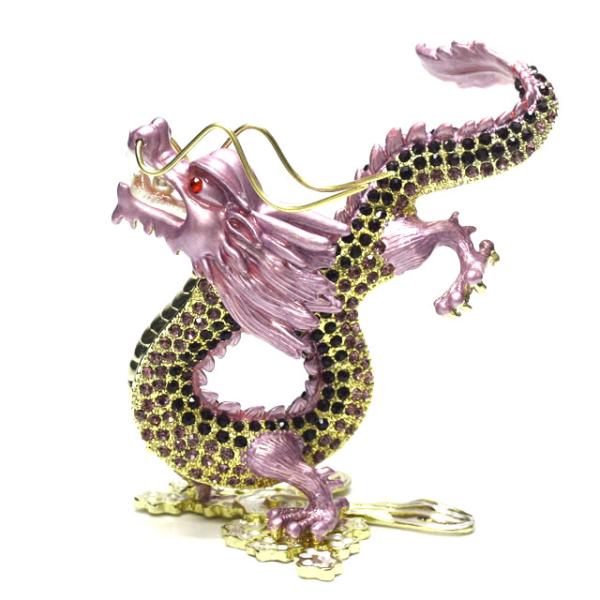 龍 紫龍 龍の置物 雲上紫龍 金龍 置物 ラインストーン装飾 五爪龍 皇帝龍 雲上龍 竜 辰 風水 ...