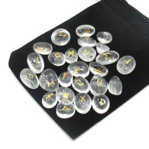 ルーンストーン オブシディアン 占いセット 黒曜石 天然石 専用ポーチ