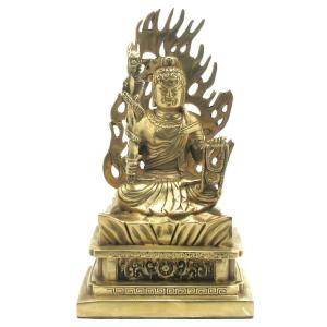 不動明王 仏像 不動明王像 木像 桧木 置物 不動尊 高さ17cm 倶利