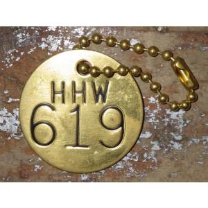 50’S★USA★ビンテージ★ブラスタグ★HHW619★真鍮★キーホルダー★ナンバータグ★ナンバープ...