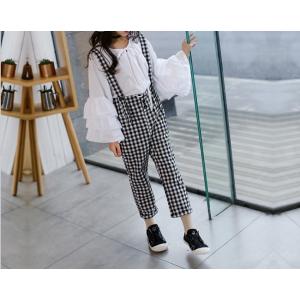 サロペット ギンガムチェック 120 170 韓国子供服