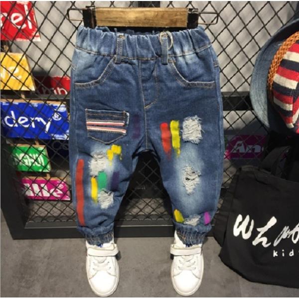 デニムパンツ ダメージ ペンキ 韓国子供服