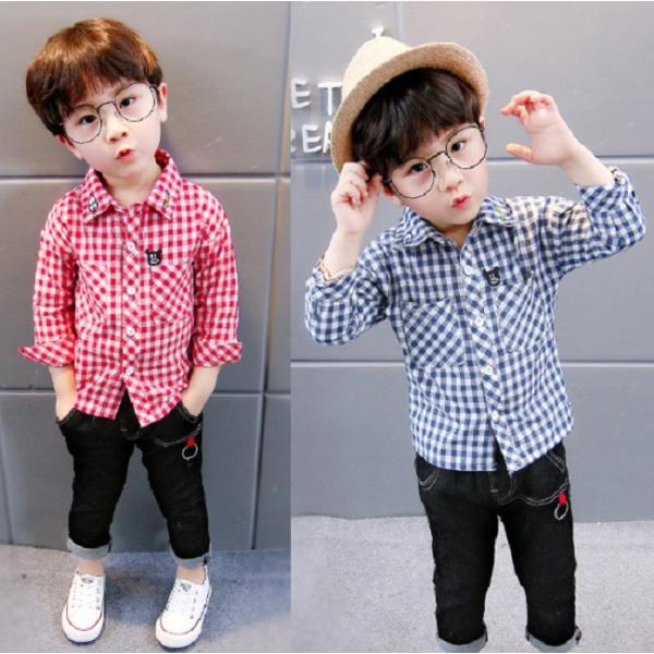 シャツ ギンガムチェック 男児 韓国子供服　