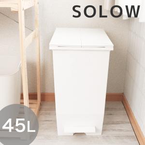 ゴミ箱 45リットル スリム おしゃれ キッチン シンプル 両開き 抗菌 防汚 リス SOLOW ペダルオープンツイン 45L ホワイト