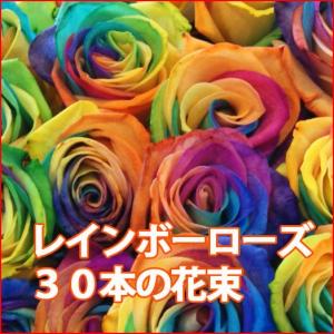 母の日 父の日 花 プレゼント レインボーローズ 30本の花束｜kajuaru