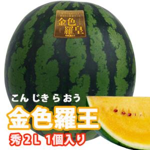 スイカ 山形 尾花沢 大玉 送料無料 金色羅王 こんじきらおう 秀 2L 1玉 贈答用 黄色 黄金 ...