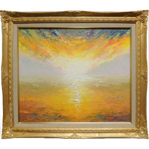 絵画 油絵 赤富士 （土屋茂） F6号 【肉筆】【油絵】【富士】【6