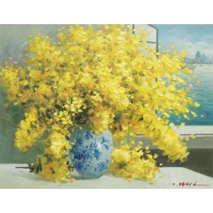 絵画 油絵 ミモザ (堀哲夫) 【肉筆】【油絵...の詳細画像3
