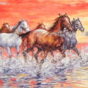 人気no 1 絵画 油絵 駆ける F30号 鈴木満男 肉筆 油絵 静物 動物画 大型絵画 超格安