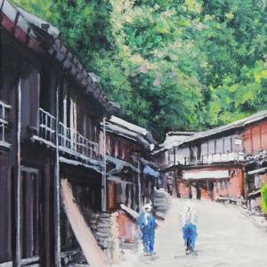 絵画 油絵 妻籠宿 F20号 (澤井進) 【肉...の詳細画像4