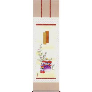 掛け軸 四季草花 （横山香秋） （掛軸小物なし） 【掛軸】 : 掛け軸