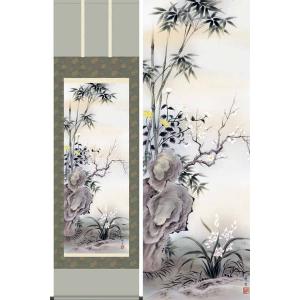 掛け軸 竹に雀 (鈴木竹甫) （掛軸小物なし） 【掛軸】 : 掛け軸・絵画