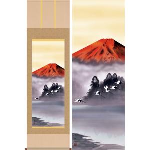 日本画 掛軸　赤富士　中沢　勝 楽天市場】掛け軸 赤富士 （中沢勝） 送料無料 【掛軸】【一間床