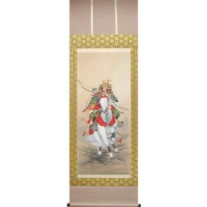 送料0円 掛け軸 武者 掛け軸 森雪堂 美術 工芸品 掛軸 一間床 こどもの日 鯉 高い素材人気殺到