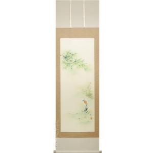 掛軸 竹に雀 （中谷文魚） 【掛軸】【半間床】【花鳥画】 : 掛け軸