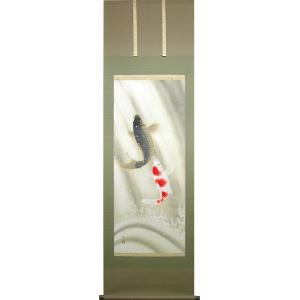 掛け軸 跳鯉 (滝桂雪) 【掛軸】【一間床・半間床】【鯉】 : 掛け軸