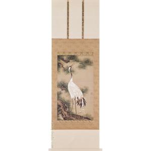 掛け軸 竹に雀 (井上秀城) 【掛軸】【一間床】【丈の短い掛軸】【花鳥