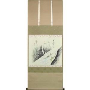 掛け軸 竹に雀 (井上秀城) 【掛軸】【一間床】【丈の短い掛軸】【花鳥