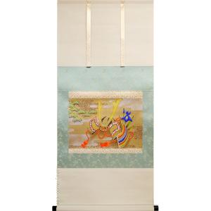 掛軸 (掛け軸) 水墨山水 木村挙山 尺八立 約横65×縦197cm p9799 山水