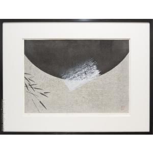 佐野せいじ　木版画　残月　　【複製】【木版画】【日本の風景】【変型特寸】｜kakejiku