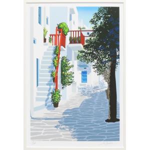 絵画 風のテラス 地中海 (星野光輝) 【海・...の詳細画像3
