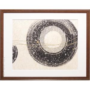 絵画（手漉き和紙と墨） 無限 【肉筆】【抽象画】【変型特寸