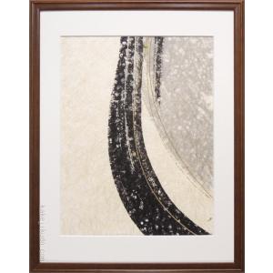絵画（手漉き和紙と墨） 無限 【肉筆】【抽象画】【変型特寸