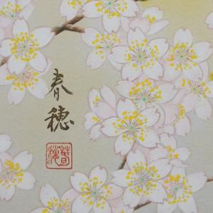 高級色紙「桜に小禽」春穂(色紙絵)の詳細画像1