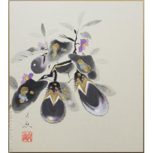 高級色紙「南天福寿」文魚（色紙絵） : 掛け軸・絵画の専門店 掛軸堂