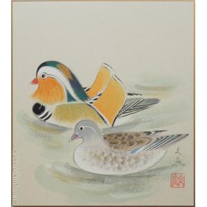 高級色紙「おしどり」文魚（色紙絵）｜kakejiku