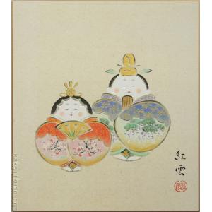 高級色紙「桔梗」三千雄（色紙絵） : 掛け軸・絵画の専門店 掛軸堂画廊