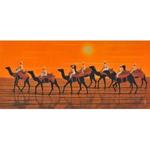 平山郁夫 絵画 シルクロードを行く《キャラバン...の詳細画像3