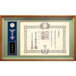 勲記勲章用額縁【叙勲二つ窓】南洋材・金縁 小型 401タイプ 国内
