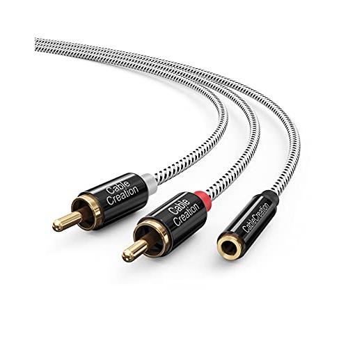 3.5mm to RCA CableCreation 3.5mmメスto 2RCA オス Auxステ...