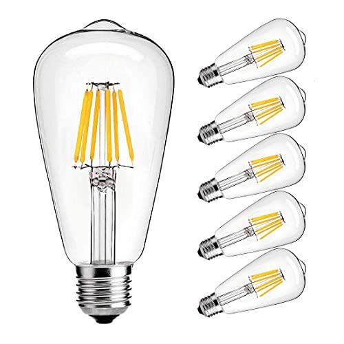 LED エジソン電球 ST64 フィラメント LED電球 E26口金  6W  60W形相当 電球色...