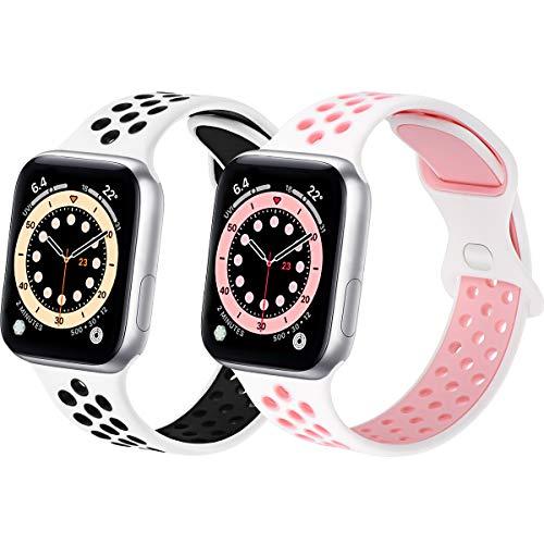WFEAGL コンパチブル Apple Watch バンド スポーツベルトシリコン 多空気穴通気性 ...